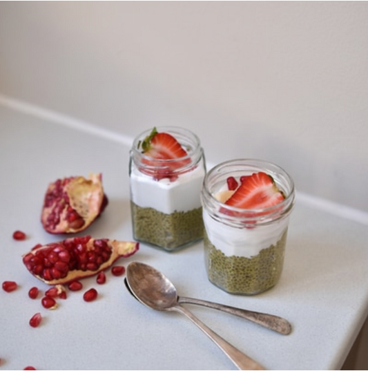 Matcha Pumpkin Seed Chia Pots